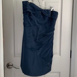 Alice + Olivia navy silk strapless dress